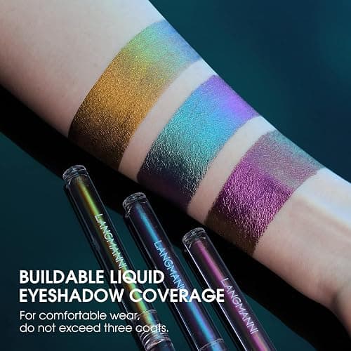 Jolilab Metallic Liquid Chameleon Eyeshadow, Multi-Dimensional Eye Looks, Long-lasting Holographic Glitter Multichrome Eyeshadows Makeup (#Peacock+Wonder+Ember) thumbnail 5