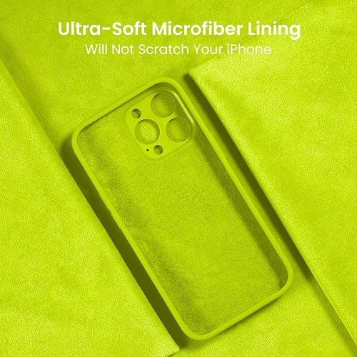 FireNova Designed for iPhone 15 Pro Case, Silicone Upgraded [Camera Protection] Phone Case with [2 Screen Protectors], Soft Anti-Scratch Microfiber Lining Inside, 6.1 inch, Fluorescent Green thumbnail 5