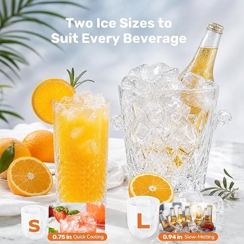 Sweetcrispy Countertop Ice Maker with Scoop, Basket and Handle, Portable Ice Machine 9 Cubes Ready in 6 Mins, 26.5lbs in 24Hrs, 2 Sizes for Home Kitchen Office Bar Party thumbnail 4