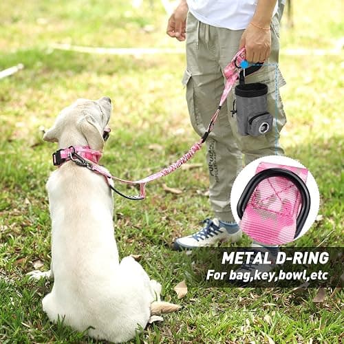 Hotsky Tactical Dog Leash Heavy Duty for Medium Large Dogs That Pull,4-6Ft Strong Bungee Shock Absorbing No Pull Dog Leash with Padded Double Handle and Car Seatbelt,Pink Camo thumbnail 8