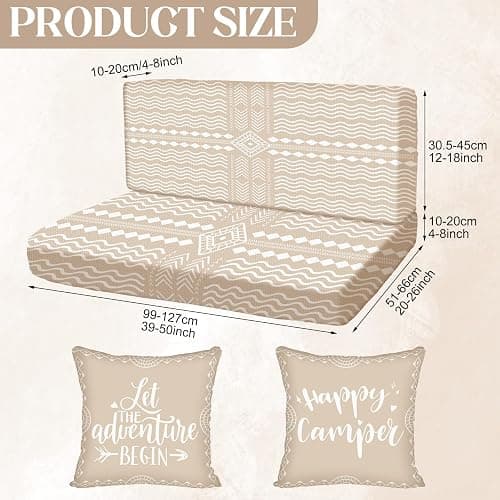 HunnmingRe 6 Pcs Rv Dinette Cushion Covers Stretch Washable Rv Dinette Cushion Covers Camper Accessories for Camper Car Bench, 2 Pillowcase, 2 Backrest and 2 Bench Replacement(Boho) thumbnail 3