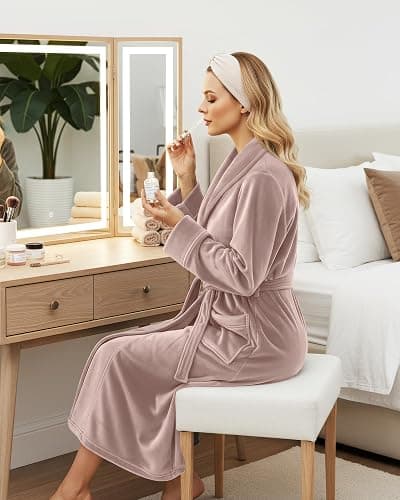 NY Threads Premium Womens Robe, Plush Fleece Long Bath Robe for Women, Fluffy Soft Women's Bathrobe thumbnail 6