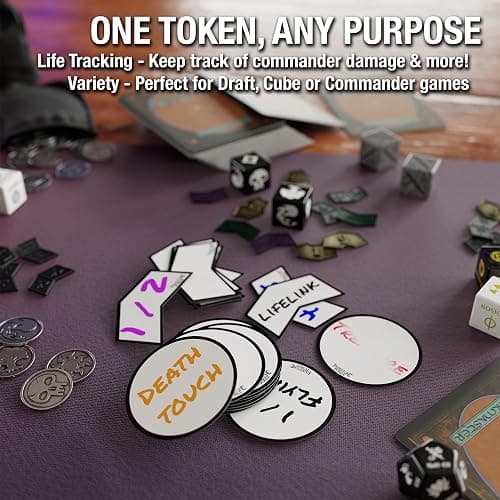 Fadestone Forge MTG Mini Dry Erase Token Set – 50 Reusable Tokens - Includes Marker and 2pcs Erasers, Reversible Reusable Double-Sided Universal Tokens Made for Magic: The Gathering thumbnail 6