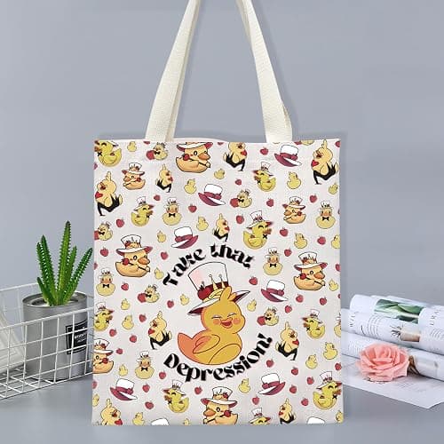 Cartoon Movie Merch Take That Depression Handbag Anime Shopping Bag Demon Ducky Tote Bag (Depression T) thumbnail 6