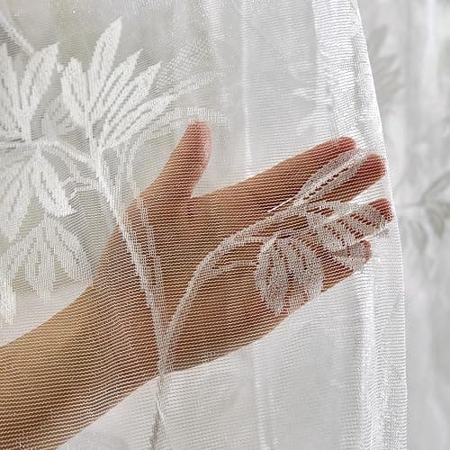 AIKASY Bed Canopy Mosquito Net for 4 Corner Post Beds, Full Size Lace Bed Curtain with Hanging Ribbons and Floral Embroidery, Sheer Netting for Girls and Adults/White thumbnail 8