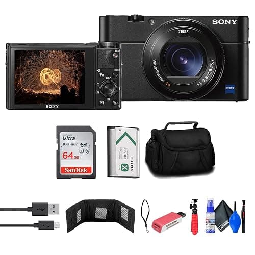 Sony Cyber-Shot DSC-RX100 VA Digital Camera (DSC-RX100M5A/B) + Case + 64GB Card + Card Reader + Flex Tripod + Memory Wallet + Cleaning Kit (Renewed) - Image 1