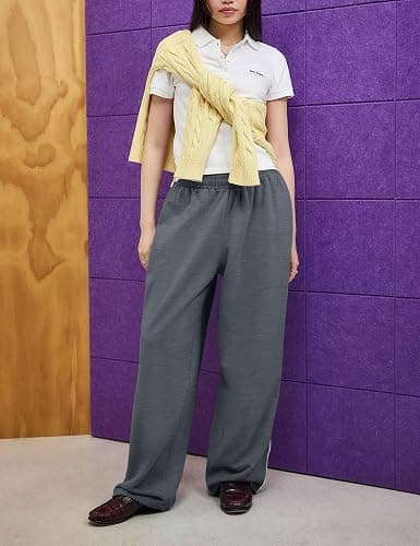 HeSaYep Women's Wide Leg Sweatpants Y2k Interior Drawstring Baggy Joggers Dancer Pants Streetwear with Pockets thumbnail 6