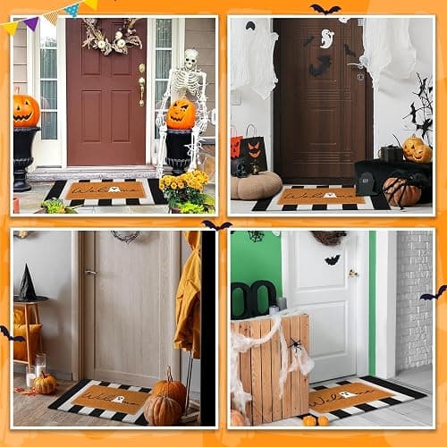 Maasechs 2 Pcs Halloween Doormat 24'' x 35'' Halloween Outdoor Rug and 24'' x 16'' Ghost Boo Coir Doormat Welcome Mat Non Slip Floor Mat for Outside Entrance Front Porch(Halloween) thumbnail 4