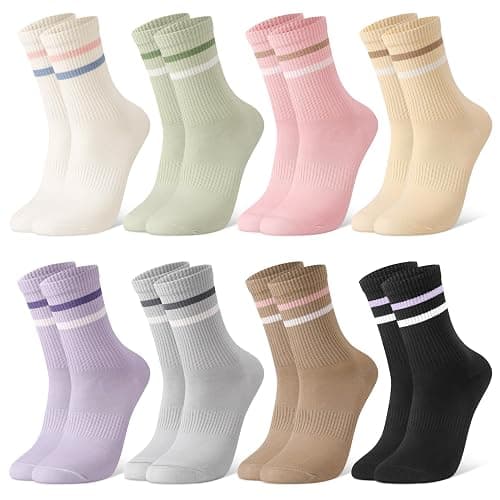 Zuimei 8 Pairs Ladies Socks Women Socks 4-7 Multipack Cotton Sports Gym Leisure Crop Breathable Crew Ankle Trainer Walking Casual Socks for Womens - Image 1
