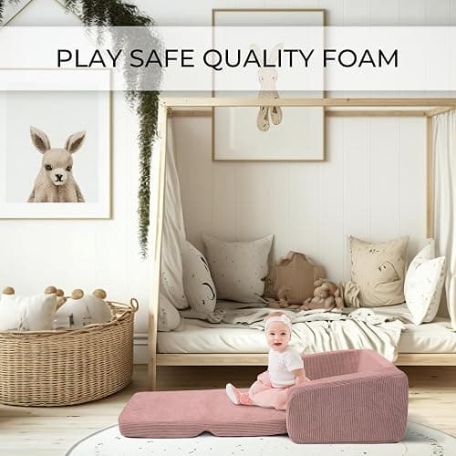 ZICOTO Comfy Kids Chair for Toddler - Stylish 2 in 1 Lounger Made of Memory Foam Easily Unfolds Into a Soft Baby Couch to Nap On - Modern Fold Out Sofa for The Little Ones thumbnail 7
