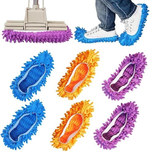 3 Pairs Shoes Cover Duster, Reusable Mop Slippers, Microfiber Dust Mops, Multi Purpose Floor Cleaning Shoes, Feather Duster for Bathroom, Office, Kitchen, House Polishing Cleaning - Image 1