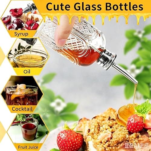 INFTYLE Syrup Bottle Set of 3 - Syrup Dispenser with Leak-Proof Lids Pour Spout Ideal for Coffee Syrups,Honey,Condiments,Olive Oil thumbnail 4