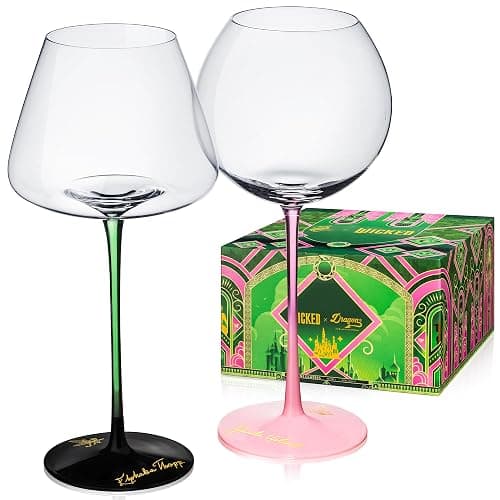 Dragon Glassware x Wicked Wine Glasses - 18 oz Crystal Wine Glass Set of 2 - Unique Drinkware Gift for Musical Lovers - Wicked Movie Gifts - Image 1