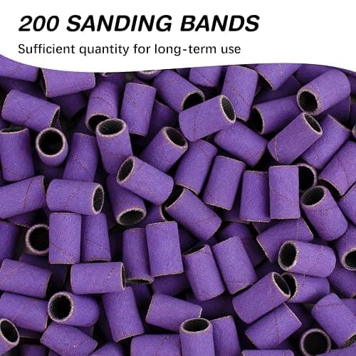 Rolybag Sanding Bands for Nail Drill 240 Grit Extreme Fine Nail Sanding Bands 200Pcs Purple Professional Sanding Bands and 2Pcs Nail Drill Bits for Manicures and Pedicure thumbnail 3