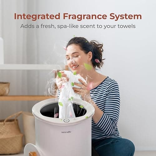 SereneLife Bucket-Towel Warmers, White Large-Towel Warmer for Spa and-Bathroom, Luxury-Towel Heater Gifts for Him & Her, Auto Shut-Off, Fits 2 large-Bath-Towels, Blankets-Bathrobes, PJ's (Bamboo) thumbnail 3