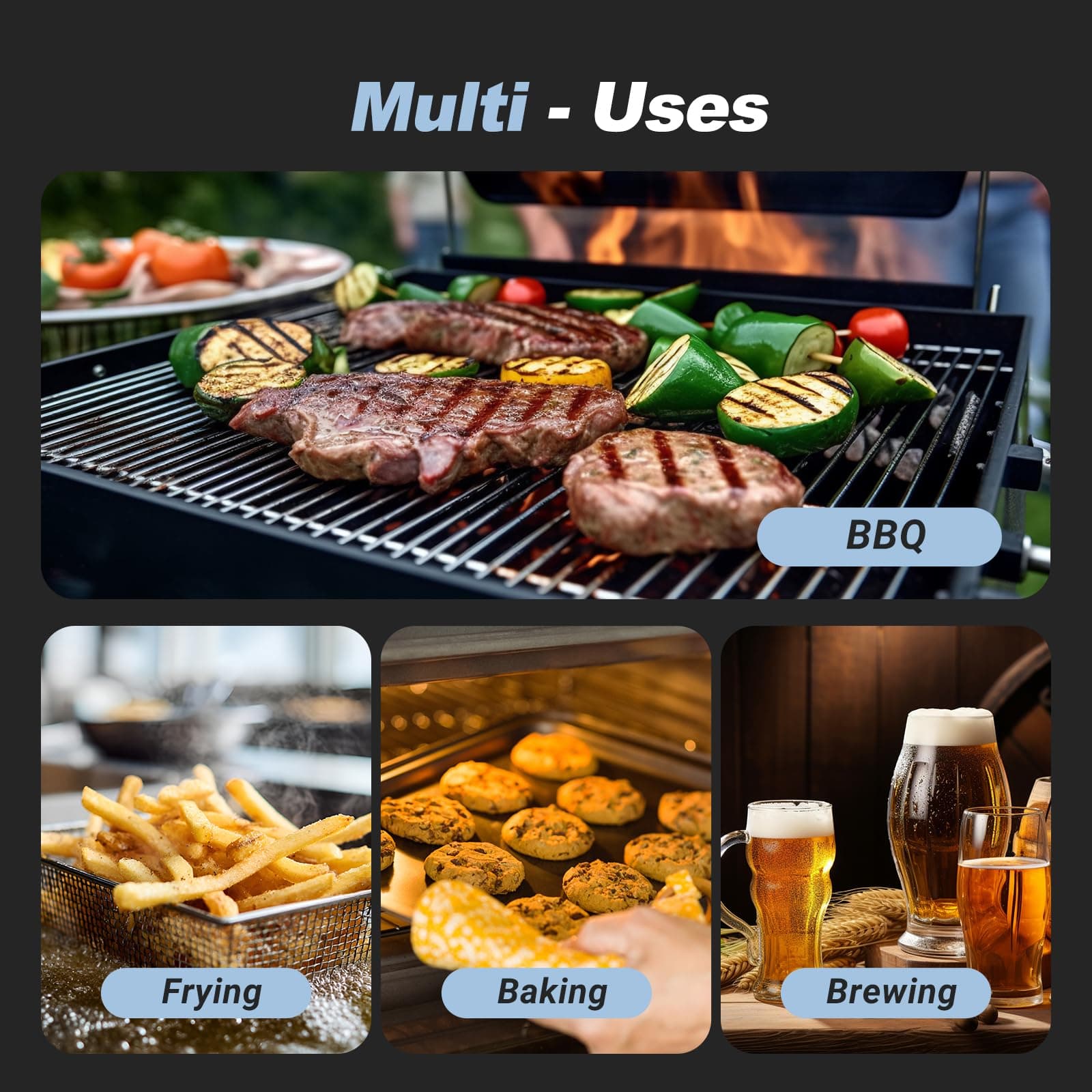 INKBIRD Instant Read Meat Thermometer IHT-21K 0.5S Fast Read BBQ Grilling | IP65 Waterproof, Rechargeable Battery, ±0.3℃ High Accuracy, Calibration, Auto-off, Outdoor Cooking, BBQ, Baking, Deep Frying thumbnail 9
