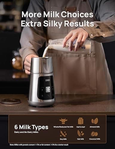 Dreo Milk Frother [Upgraded], All-in-1 Electric Foam Maker for Coffee, 15oz/450ml Automatic Foam Frother for Latte Art-level Microfoam, 30+ Drinks, Easy to Clean, Dishwasher Safe, LED display thumbnail 4
