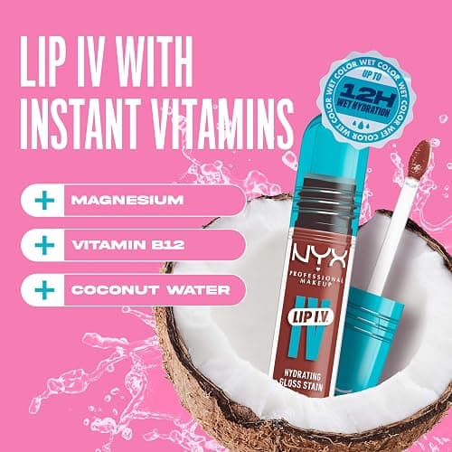 NYX PROFESSIONAL MAKEUP Lip IV Hydrating Glossy Lip Stain, Long-Lasting, Tinted, Vegan Formula with 12 HR Hydration - Drippin' Nude (Nude) thumbnail 5