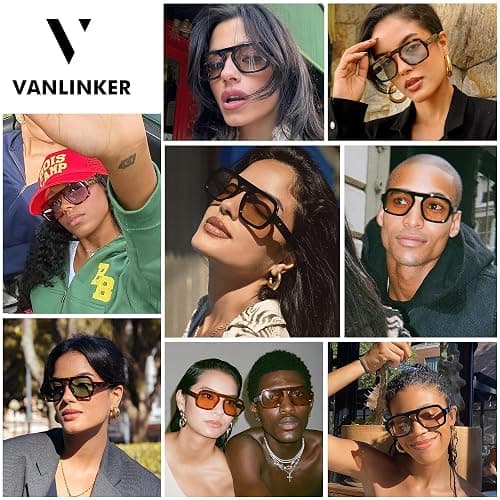 VANLINKER Oversized Retro Square Aviator Sunglasses for Women Men 70s Vintage Style Trendy Big Flat Top Sun Glasses VL9826 thumbnail 2