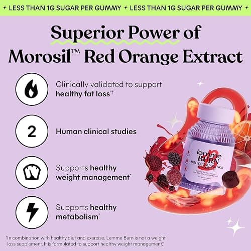 Lemme Burn Belly Fat & Metabolism Gummies for Women, 30-Day Supply | Clinically Studied Morosil, Black Ginger, B6, B12, Chromium, Vegan, Gluten-Free, Berry Flavor thumbnail 4