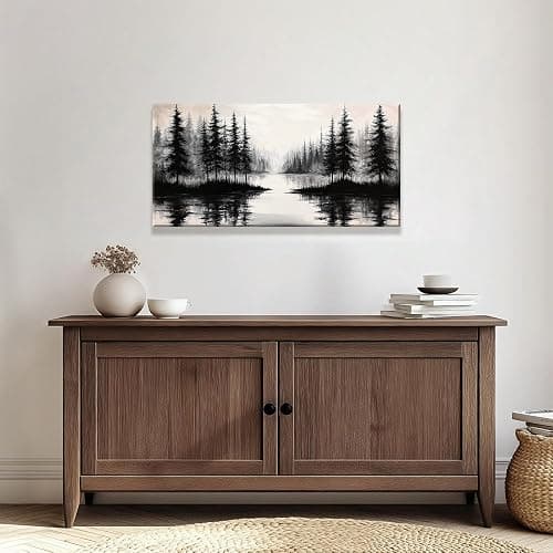 QSQ Canvas Art Wall Decor Print Modern Landscape Wall Art For Bedroom Modern Office Home Wall Decorations Forest River Landscape Paintings Pictures Artwork Aesthetic 20 X 40 In thumbnail 4