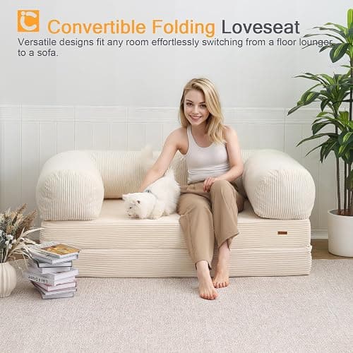 COMAX 4-in-1 Folding Sofa Bed Queen – Convertible Futon Sleeper Mattress Chair Space-Saving Lounge | Foldable Floor Couch | Comfy Guest Bed for Living Room or Bedroom thumbnail 4