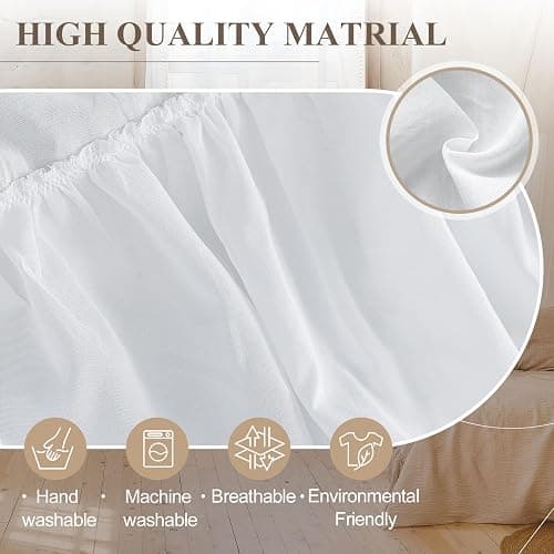 Mindsoft Multi Ruffled Bed Skirt Twin XL 32 Inch Drop Dorm Room Bed Skirt White Microfiber Easy Fit Dust Ruffle for College Dorm(White,Twin XL, 32 Inch Drop) thumbnail 3