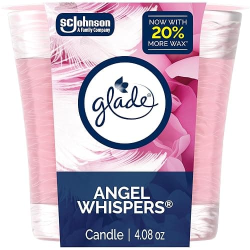 Glade 1-Wick Scented Candle Jar, Angel Whispers, Air Freshener Infused with Essential Oils, 4.08 Oz - Image 1