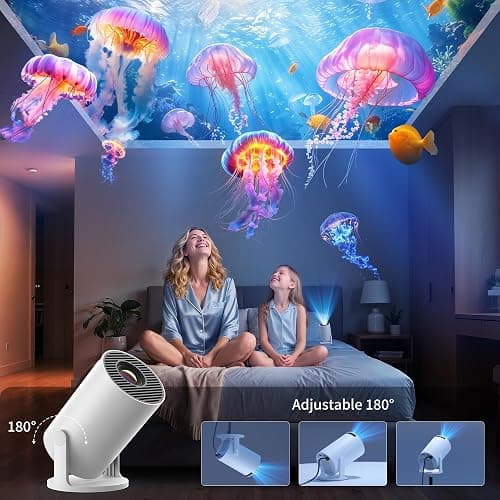 [Apps intégrées] Mini Projector 4K Portable, Wi-FI 6 et Bluetooth 5.4, projecteur Video avec 18000 Lumens, Android 11, Retroprojecteur Auto Keystone Compatible avec HDMI/Stick TV/PC thumbnail 5