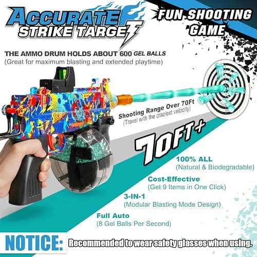 Electric Gel Ball Blaster, Full Auto Electric Splatter Ball Toys, 12 Rounds Per Seconds with Rechargeable Batteries, Line, Goggles Outdoor Team Game Toy Christmas Birthday Gift for Boys Girls Kids thumbnail 4