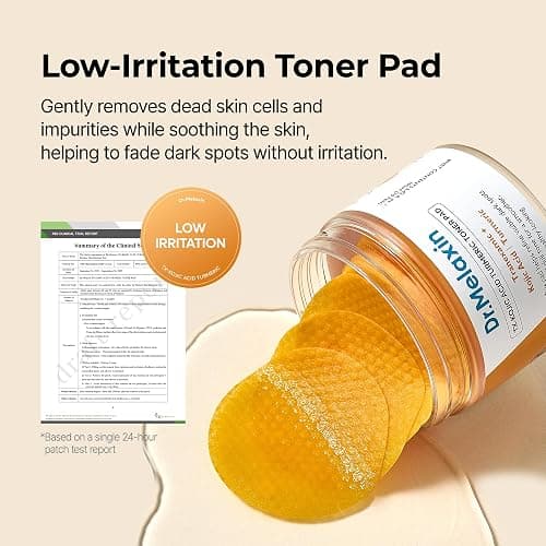 Dr.Melaxin TX Kojic Acid Turmeric Toner Pads with Tranexamic Acid, Brightening Toner Pad for Pigmentation & Dark Spot Care, Gentle Keratin Care for Radiant Skin, Korean Skincare, 70 Sheets thumbnail 6