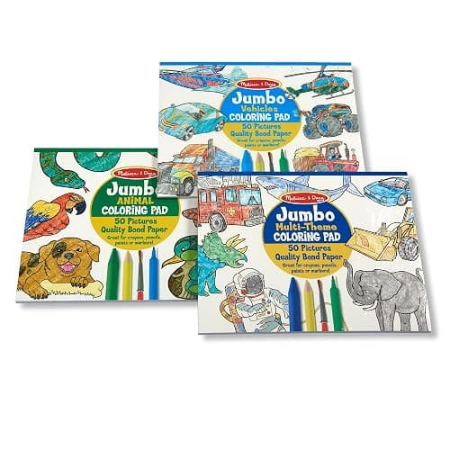 Melissa & Doug Jumbo 50-Page Kids' Coloring Pads 3-Pack - Animals, Vehicles, and Multi-Themed - FSC Certified thumbnail 4