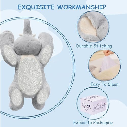 GILFWM Weighted Stuffed Animals Elephant - 25" Big Stuffed Animal Toy Pillow for Kids & Adults, 5 lbs Soft Washable Weighted Plush thumbnail 3