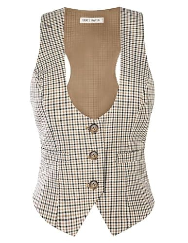GRACE KARIN Women's Suit Vest Top, Dressy Casual Sleeveless Button Wasitcoat, Fromal Steampunk Blazer For Work Office - Image 1