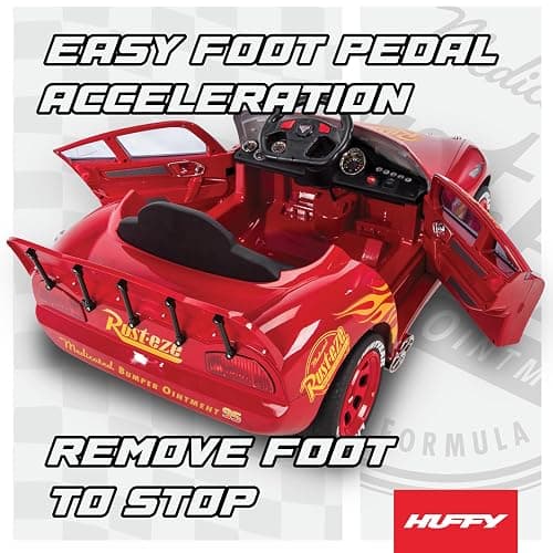 Huffy Lightning McQueen 6V Ride-On Toy Car with Headlights & Engine Sounds, Foot Pedal Drive, Up to 2.5 MPH, Ages 3–7 thumbnail 5