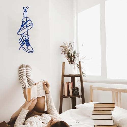 Fcimu Metal Sneaker Wall Decor, Unique Teen Room Decor, Metal Wall Art, Room Decor for Boy & Girl Bedroom, Wall Chart for Sneaker Lovers, Graduation gifts, 15 * 5.3 inch, Blue - Blue thumbnail 5