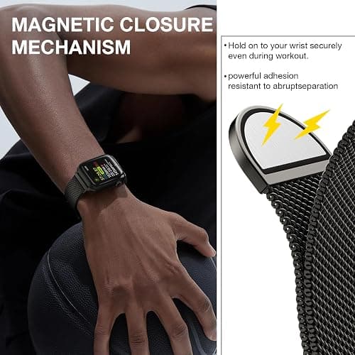 Stainless Steel Milanese Loop Compatible with Apple Watch Bands 46mm 42mm 44mm 45mm 49mm 38mm 40mm 41mm men and women, Magnetic Clasp Replacement for iWatch Ultra Series 11 10 9 8 7 SE 6 5 4 3 2 1 thumbnail 2
