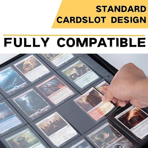 KUOOKING 1000+ Pockets Trading Card Binder, 16-Pocket Card Ablum Compatible with MTG,Sports Cards & Other Standard Size Trading Cards (Black) thumbnail 6
