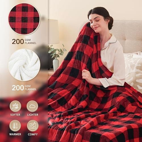 Homemate Electric Blanket Heated Throw - 50“x60“ Ultra Soft Cozy Flannel Heating Blanket with 10 Fast Heat Levels 8 Hours Auto Off Over-Heated Protection ETL Certification Keep Warm in Home Office thumbnail 3