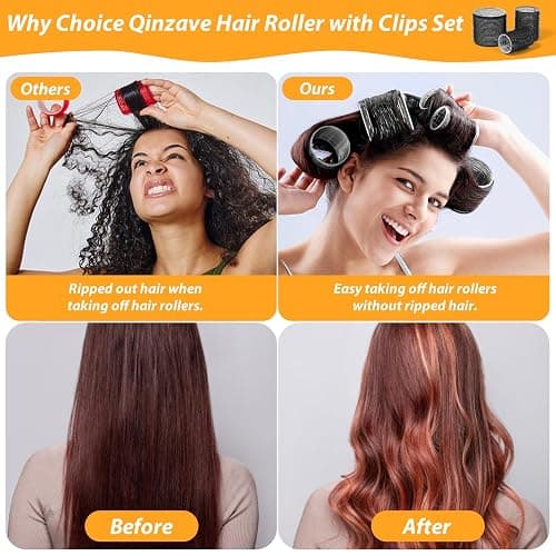 39PCS Self Grip Hair Rollers Curlers 3 Sizes Black Hair Roller 2.5in, 1.9in, 1.4in, Jumbo Hair Roller with 12PCS Duckbill Clips Hair Rollers for Long Medium Short Thick Fine Volume Bangs Hair thumbnail 6