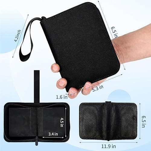 KMOPUYV 1 Pocket Toploader Binder 40 Pockets One Pocket Mini Trading Card Album,Diamond Leather Small Card Binder for 3x4 Rigid Top Loaders,Portable TCG Photocard Holder-Black thumbnail 2