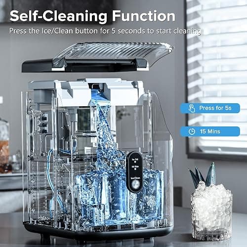 Electactic Countertop Nugget Ice Maker Pro - 34lbs/24H, Self-Cleaning Pellet Ice Machine with Soft Chewable Ice, One-Touch Operation for Home, Kitchen, Office (Silver) thumbnail 6