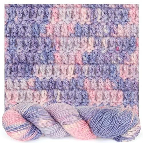 Katech Wool Yarn for Crocheting- 3 Pack 10.58oz/300g Cashmere Yarn- 52% Wool, 10% Cashmere, 38% Polyester, DK Weight Yarns #3-885 Yards Hand Dyed Yarns for Knitting Socks Sweater Shawl-Purple Pink thumbnail 8