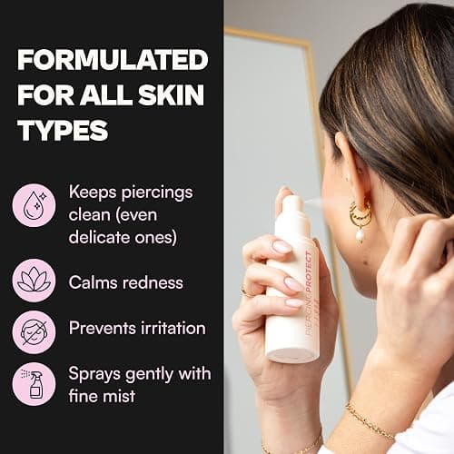 Piercing Aftercare Spray Hypochlorous | Non-Toxic Ear Piercing Cleaner with No Alcohol | for Sensitive Skin, Soothe & Protect PiercingProtect® thumbnail 4