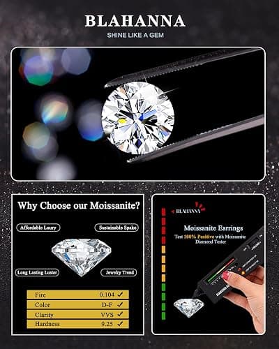 Moissanite Hoop Earrings,2.0ct D Color 14K Gold Plated Brilliant Round Cut Earrings S925 Sterling Silver Huggie Earring for Women Men thumbnail 7