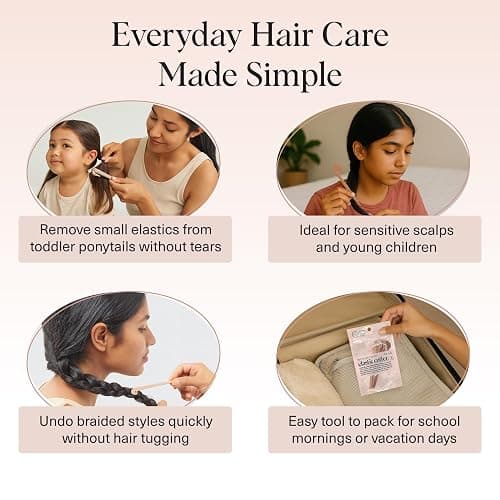 Kitsch Elastic Hair Tie Cutter Tool – Gentle, No Pull For Easy Elastic Bands For Hair Removal | Hair Rubber Bands Cutter | Ideal Gifts for Women & Mothers Day Gifts For Mom – Multicolor, 3pc Set thumbnail 6