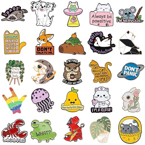 SINCCO 20/40/50/80 PCS Cute Enamel Backpack Pins, Funny Enamel Pins Bulk Set Cool Button Pins Aesthetic Brooch Lapel Pins Anime for Backpacks, Jackets, Hats, Kids, Girls thumbnail 3