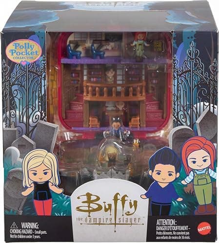 Polly Pocket x Buffy the Vampire Slayer Collector Compact | Nostalgic Playset, Micro Buffy, Willow & Xander Dolls, 5 True to Content Accessories, Lenticular Exterior thumbnail 6