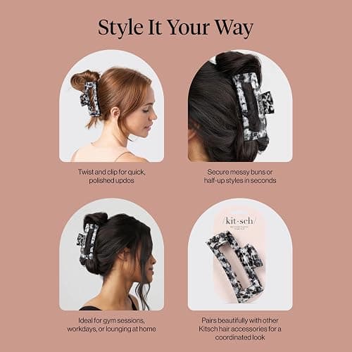 Kitsch Jumbo Hair Clip for Women – Recycled Plastic Hair Claw Clip - All-Day Strong Hold, Durable Non-Slip Grip for Thick & Thin Hair - Black, 1pc thumbnail 7
