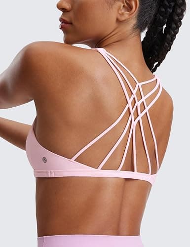 CRZ YOGA Womens Naked Feeling Criss Cross Sports Bra - Strappy Back Padded Medium Support Wireless Gym Cami Workout Yoga thumbnail 4